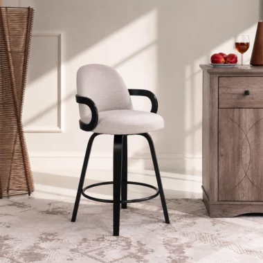 Ela Bar Chair -Walnut and Taupe