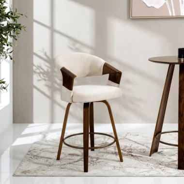 Eleanor Bar Chair -Walnut & Off White