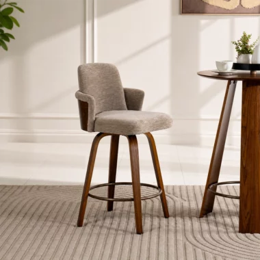 Ken Bar Chair -Walnut and Taupe