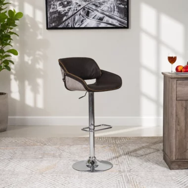 Miller Bar Chair -Brown & Walnut