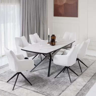 Star 1+6 Dining Set Col Off White/Black