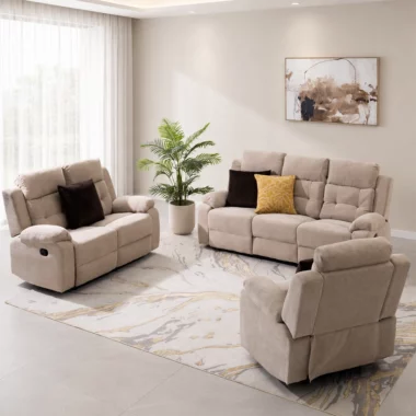 Griffen 6-Seater Recliner Sofa Set -Beige