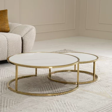 Maverick Coffee Table Set Of 2 -White & Gold