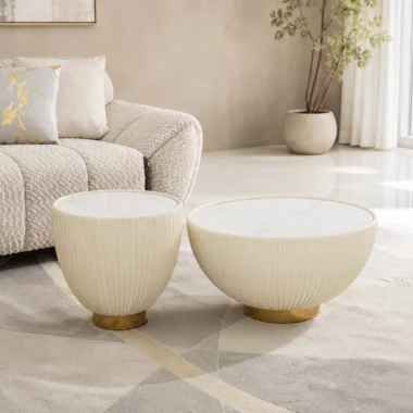 Pearl Coffee Table Set Of 2 -White Grey & Gold